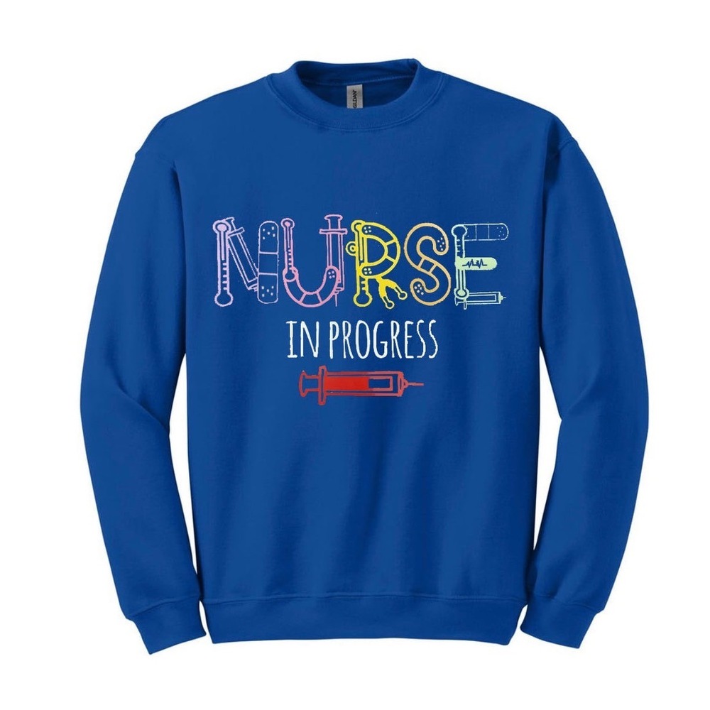 Scrubz Lyfe Nurse In Progress Unisex Graphic Sweatshirt Royal Blue Size XL